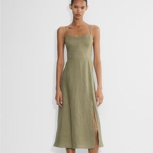 Aritzia Wilfred Barrafina Sun-dried Olive Green Spaghetti Strap Dress